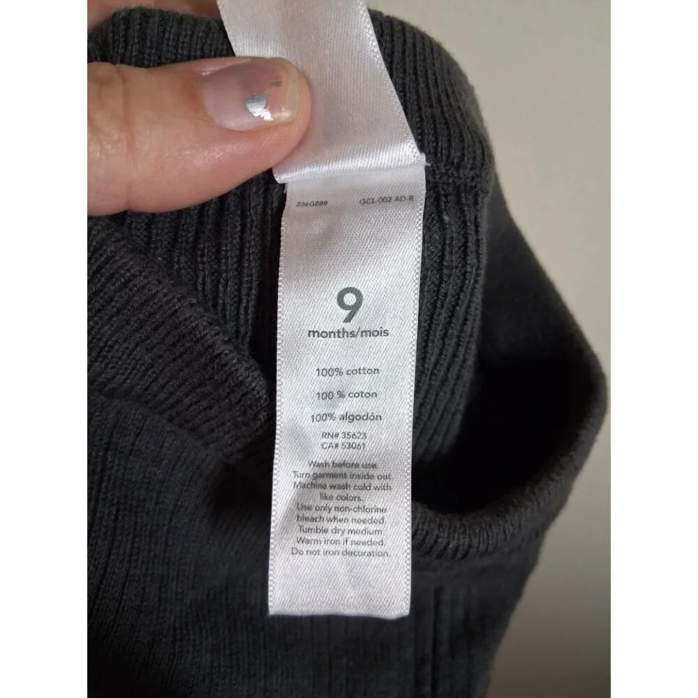 Carter's Pants Knit Rolled Cuff Cute Buttons Casual Gray Baby Girl Size 9 Months
